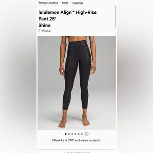 Lululemon align leggings in shine